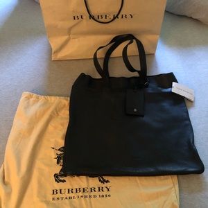 Burberry leather black tote bag